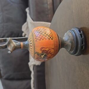 Vintage Decorative Vase with Orange and Black Patterns